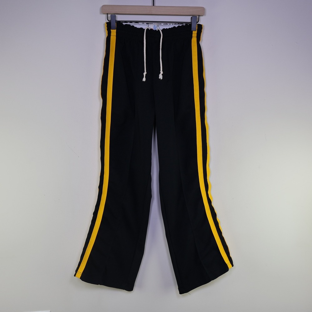 Vintage 60s/70s‎ Champion Wide Leg Flared Track Pants Medium Black Yellow Nylon